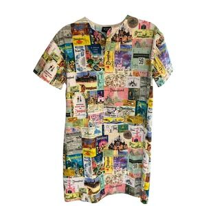 Disney RARE 100 Disneyland Map Print T-Shirt Dress Colorful‎ Theme Park 
Small